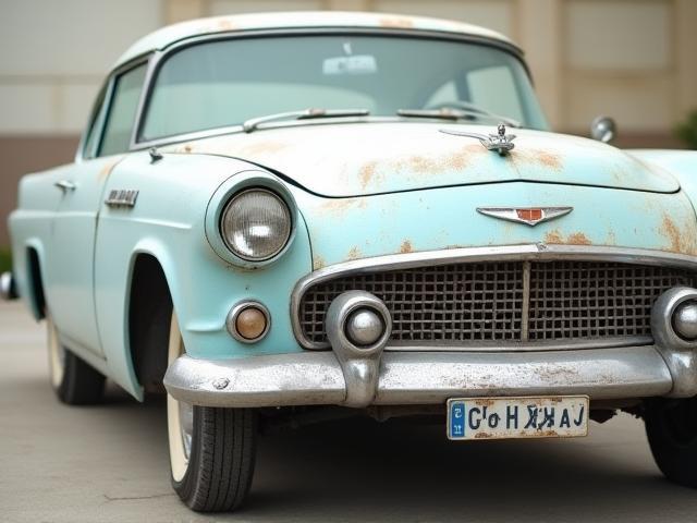 Classic car before gentle restoration wash