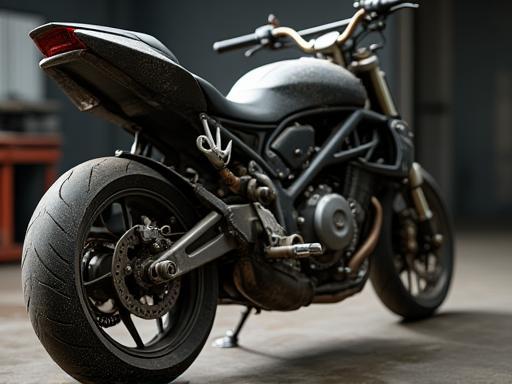 Motorcycle before detailing, covered in road grime